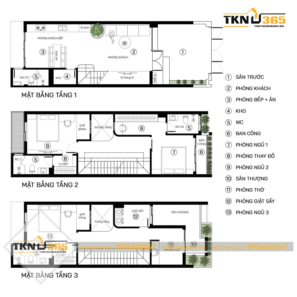 mẫu nhà ống 3 tầng mặt tiền 5m