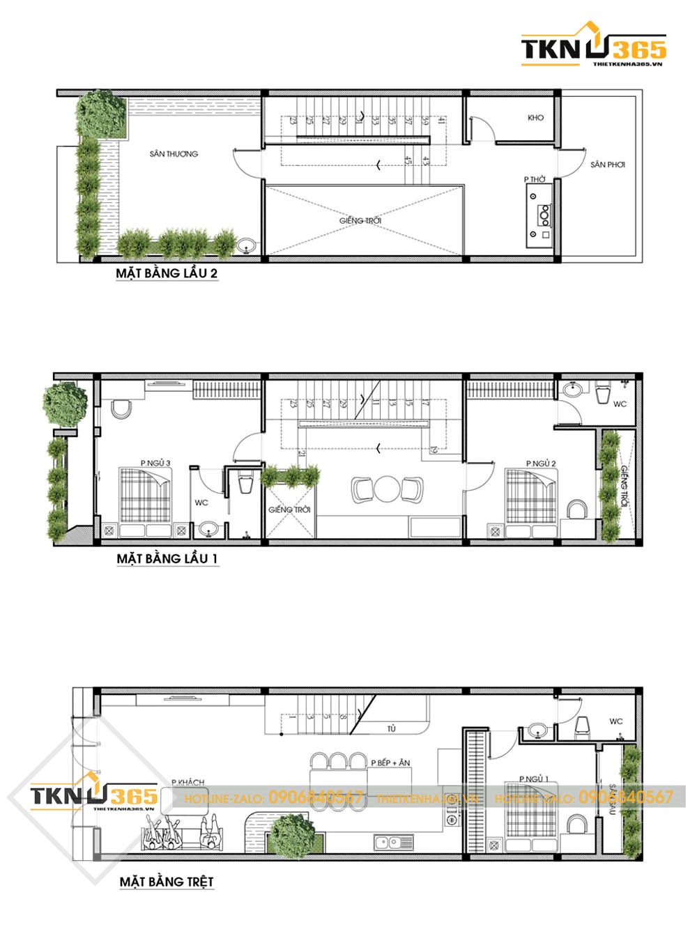 mẫu nhà ống 3 tầng mặt tiền 5m