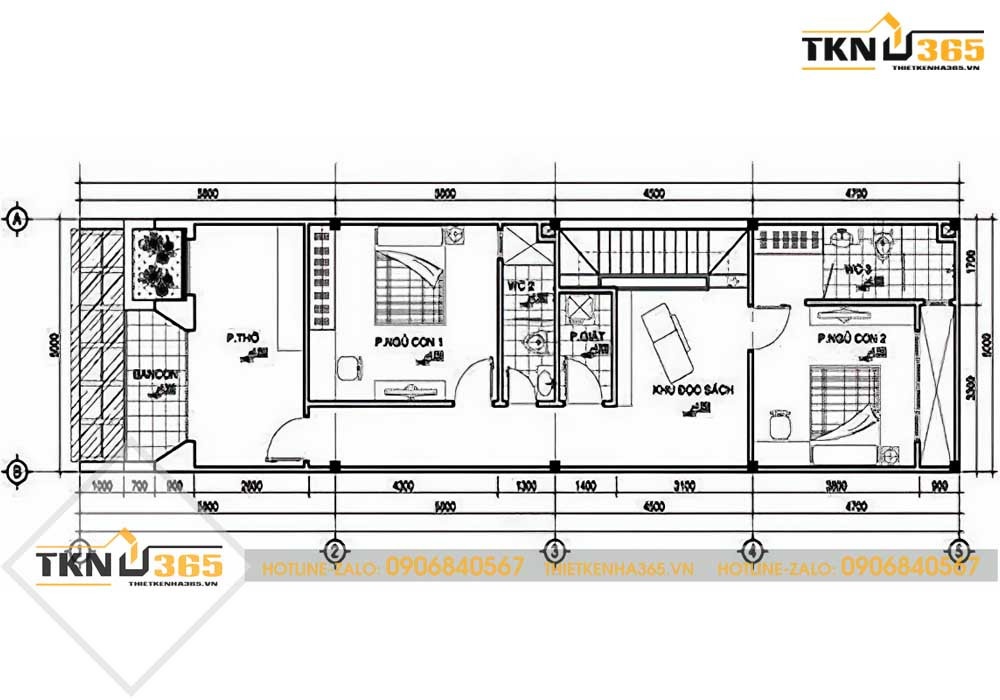 mẫu thiết kế nhà 2 tầng 6x15