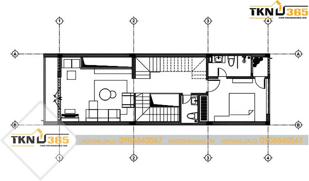 mẫu thiết kế nhà 2 tầng 6x15