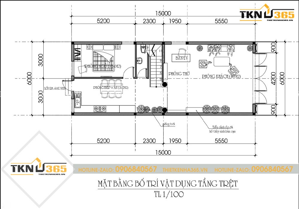 mẫu thiết kế nhà 2 tầng 6x15