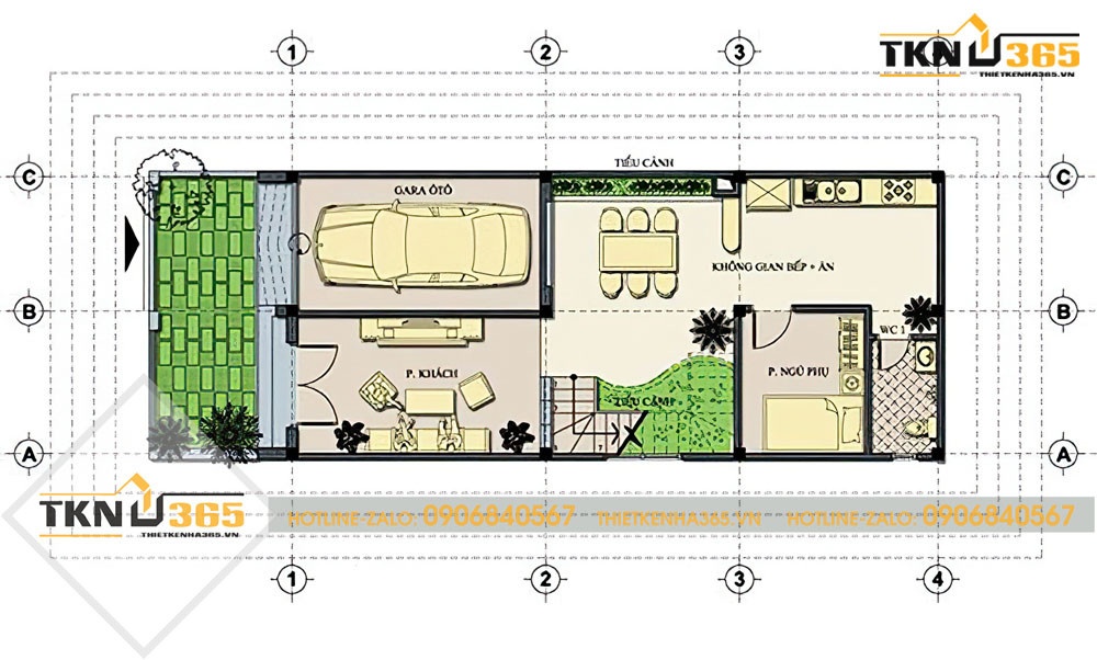 mẫu thiết kế nhà 2 tầng 6x15