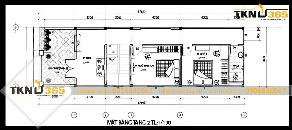 mẫu thiết kế nhà 2 tầng 6x15