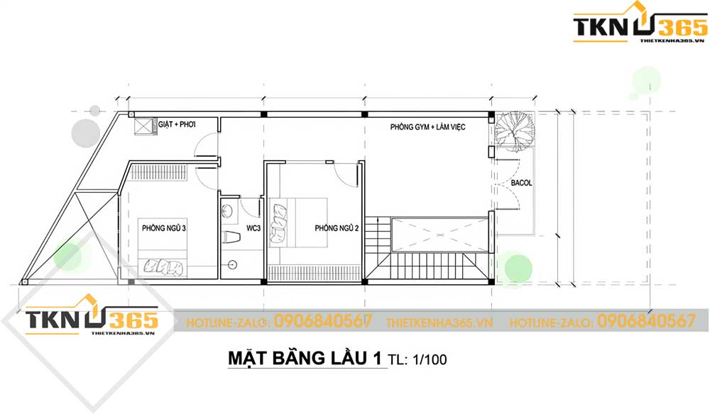 mẫu thiết kế nhà 2 tầng 6x15