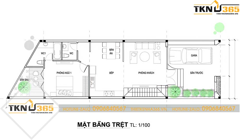 mẫu thiết kế nhà 2 tầng 6x15