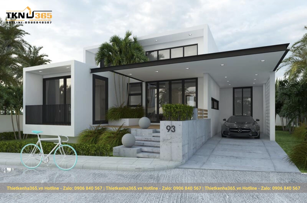 Biệt thự 1 tầng có 4 phòng ngủ