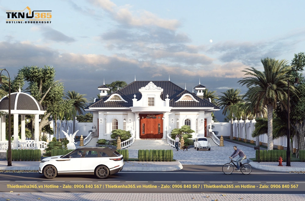 Thiết kế biệt thự tân cổ điển 1 tầng 500m2