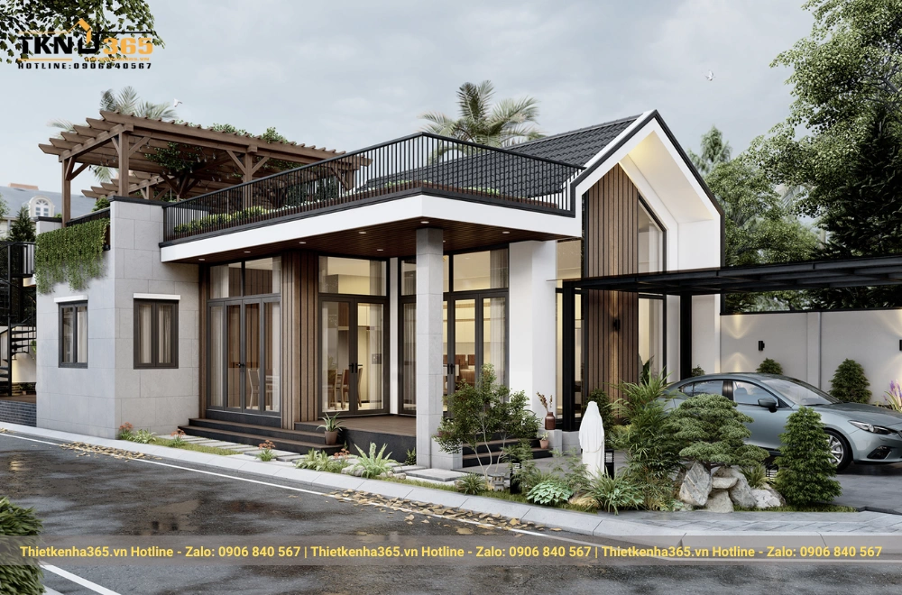 Thiết kế biệt thự vườn 1 tầng với 2 phòng ngủ