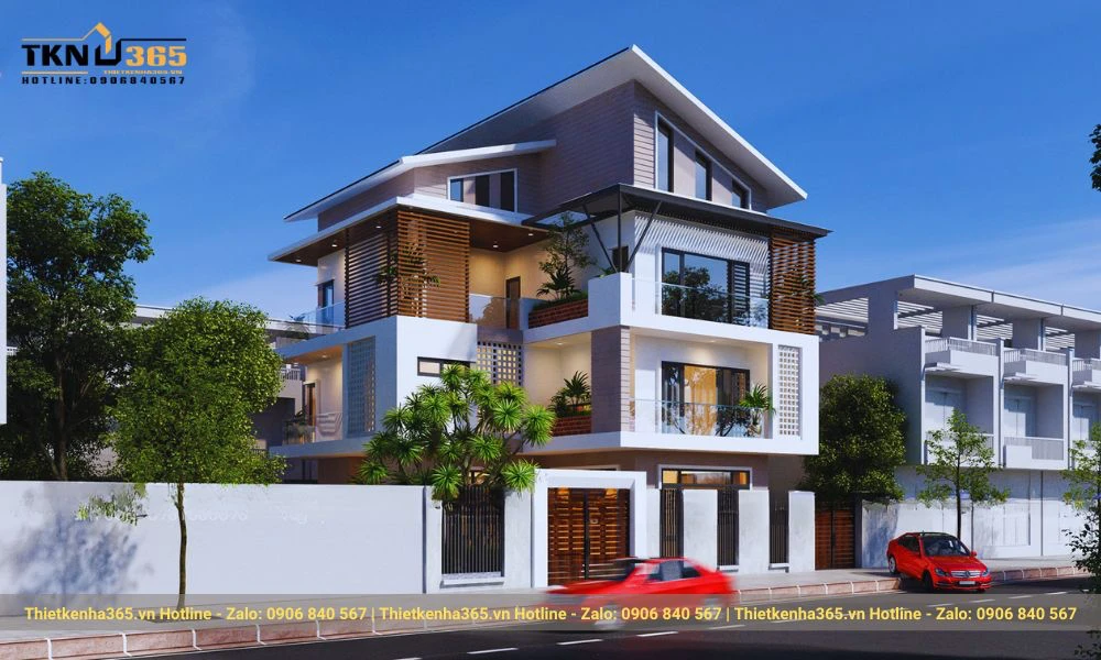 Mẫu biệt thự theo phong cách mái lệch