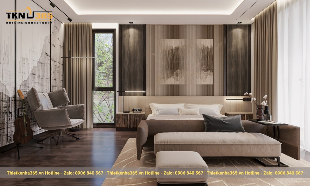 Phòng ngủ biệt thự mái Thái thiết kế