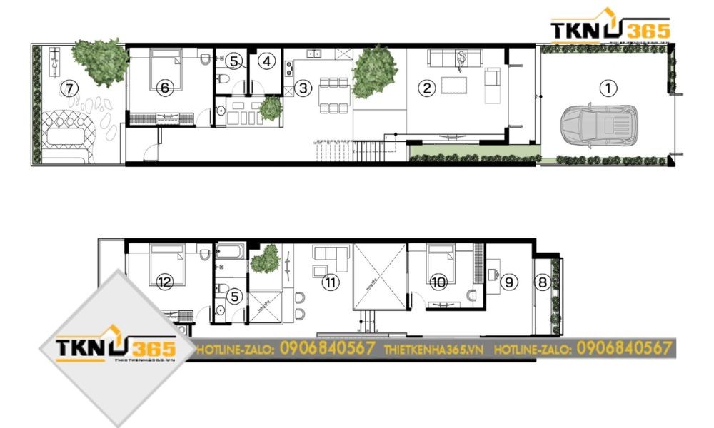 Bản vẽ thiết kế nhà 2 tầng 3 phòng ngủ