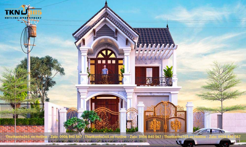 Thiết kế nhà 2 tầng hình chữ L