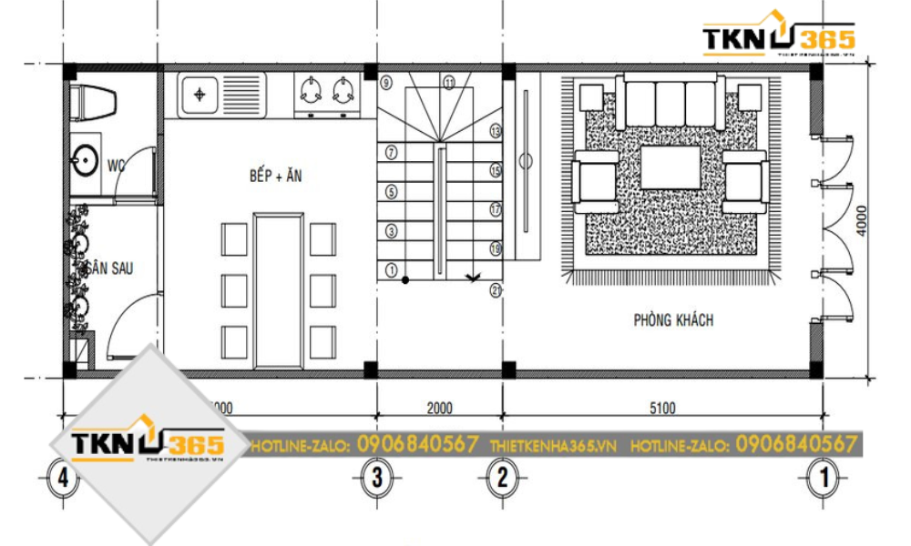Bản vẽ thiết kế tầng trệt nhà cấp 4 ngang 8m đẹp