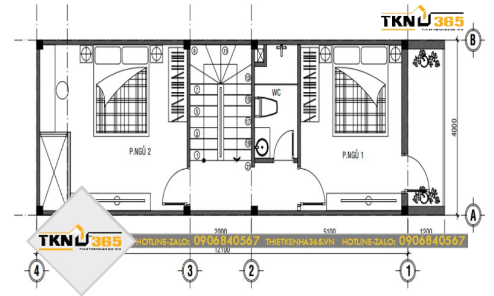 Bản vẽ thiết kế tầng 2 nhà cấp 4 ngang 8m đẹp
