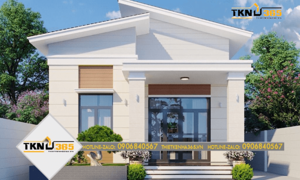 Nhà ngang 8m mái lửng phá cách