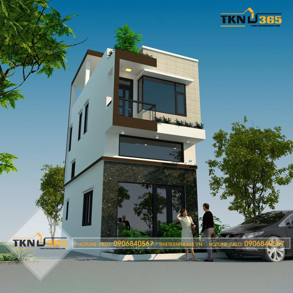 thiết kế nhà ống 1 trệt 1 lửng 1 lầu