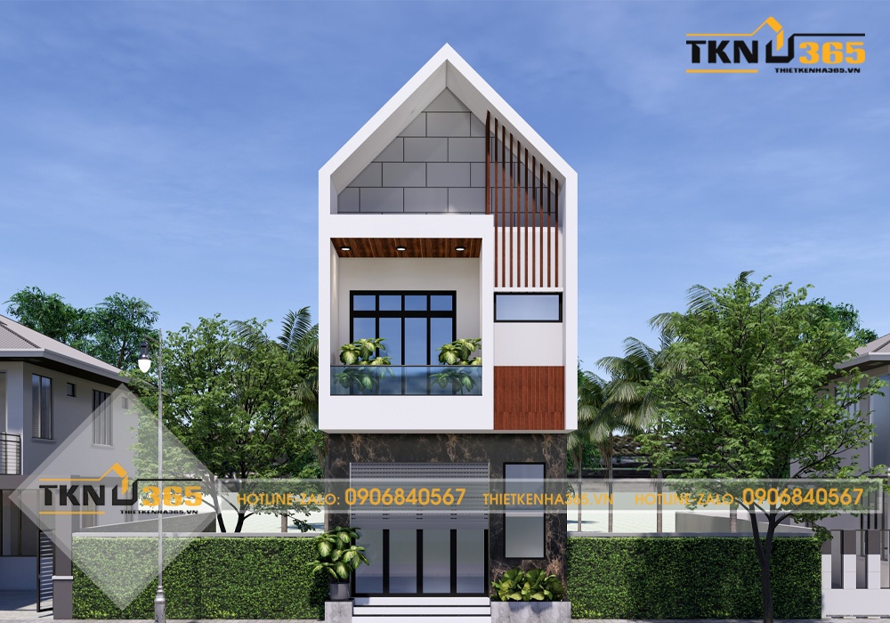 thiết kế nhà ống 1 trệt 1 lửng 1 lầu