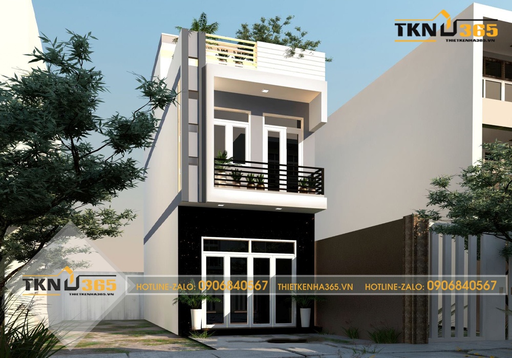 thiết kế nhà ống 1 trệt 1 lửng 1 lầu