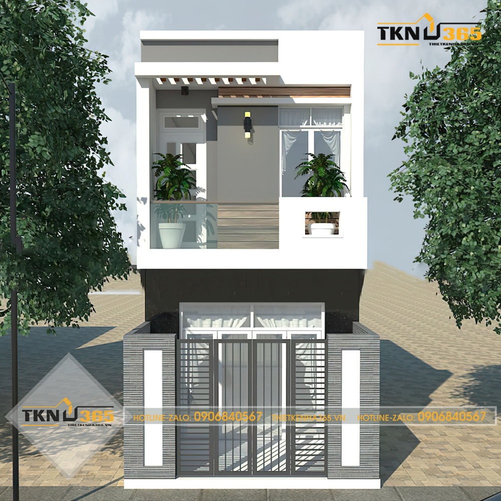 thiết kế nhà ống 1 trệt 1 lửng 1 lầu