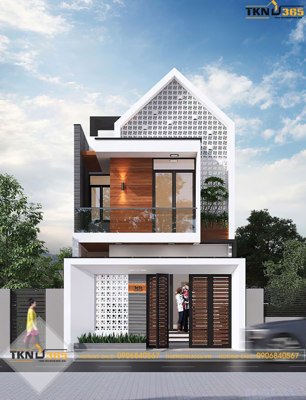 Trang trí mặt tiền nhà ống 2 tầng đẹp độc đáo phá cách