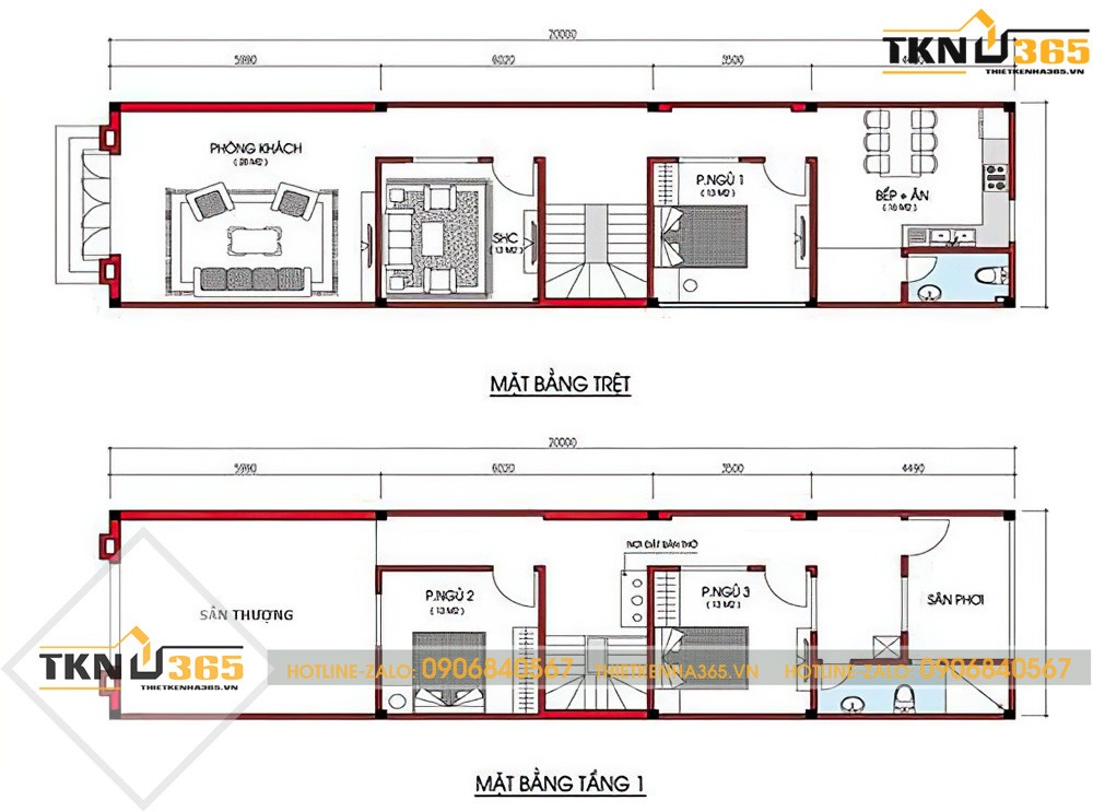 Bản vẽ phân bổ chức năng trong căn nhà