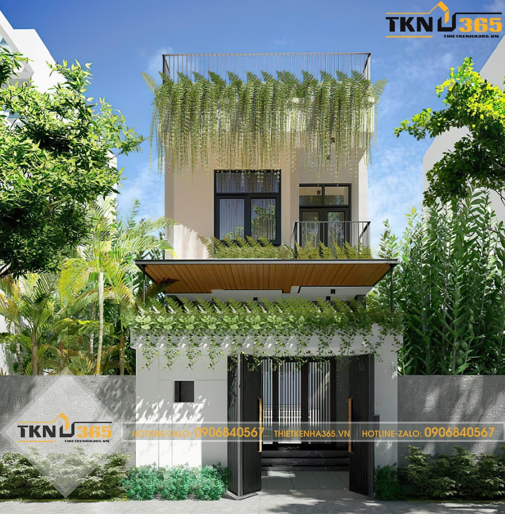 Nhà ống 2 tầng với hệ thống cây xanh tràn ngập