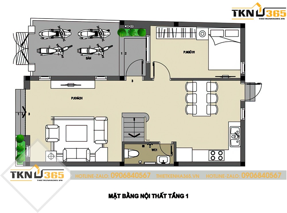 thiết kế nhà ống 3 tầng
