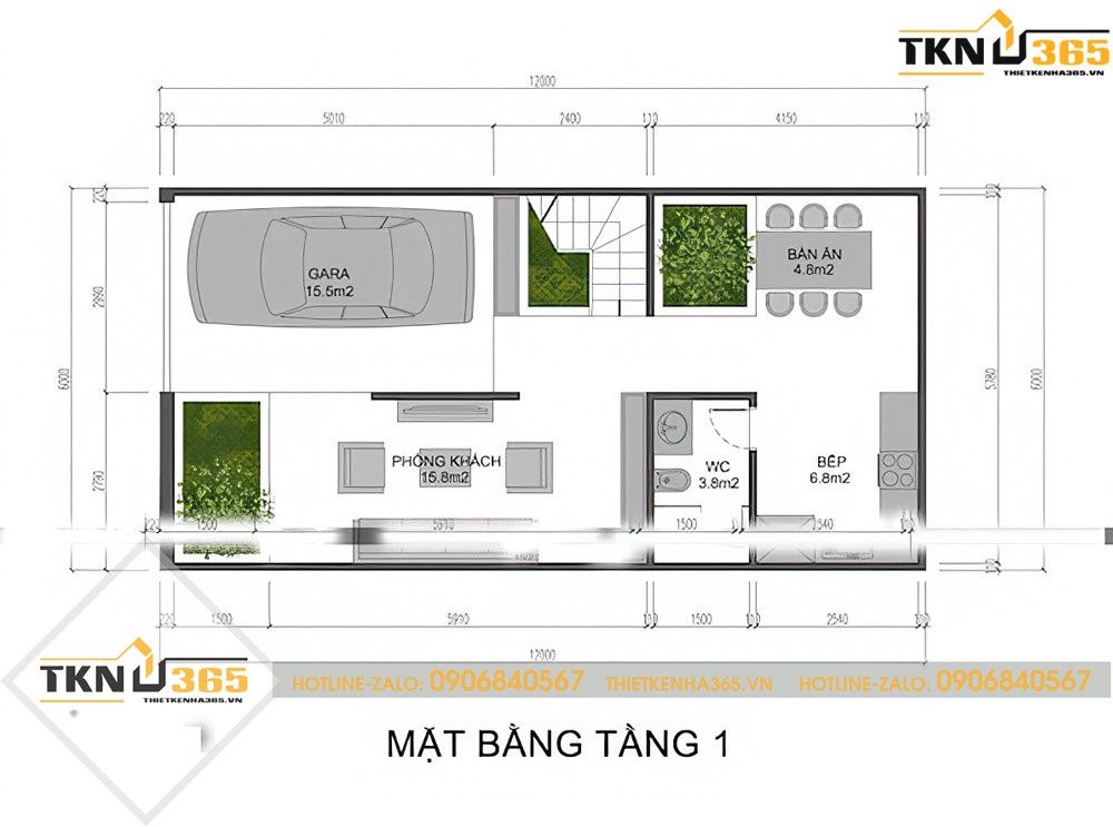 thiết kế nhà ống 3 tầng