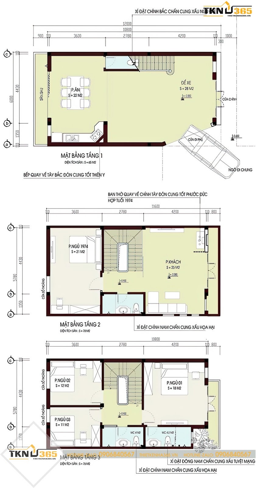 thiết kế nhà ống 3 tầng