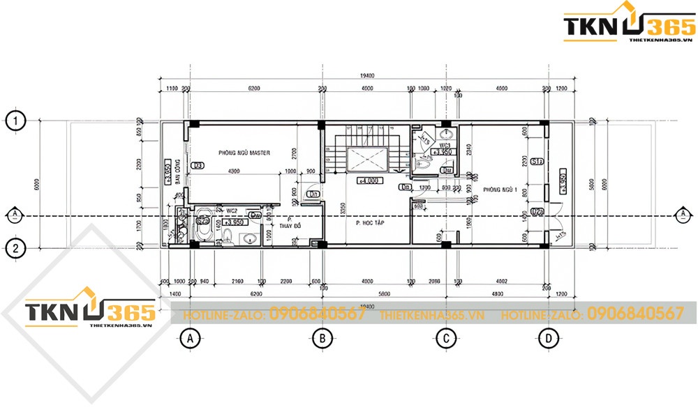 thiết kế nhà ống 3 tầng