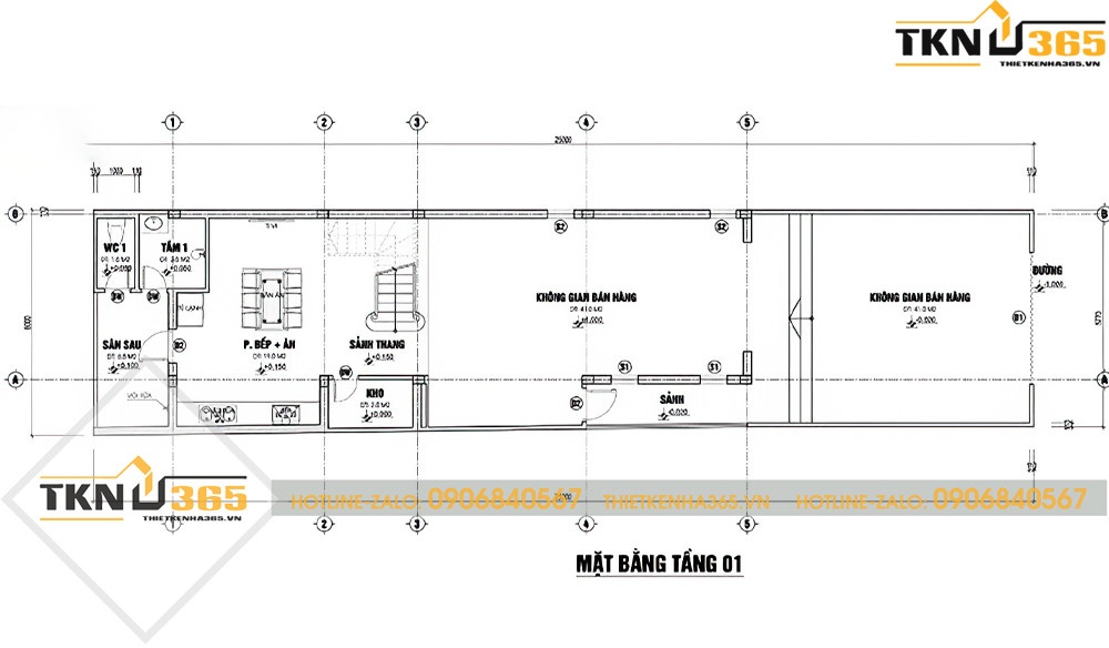thiết kế nhà ống 3 tầng