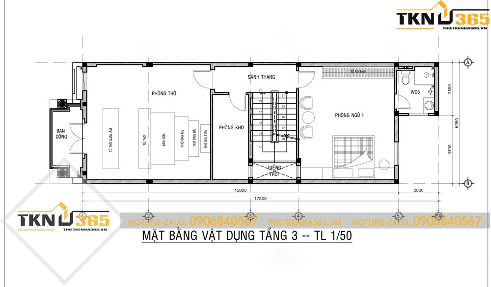 thiết kế nhà ống 3 tầng