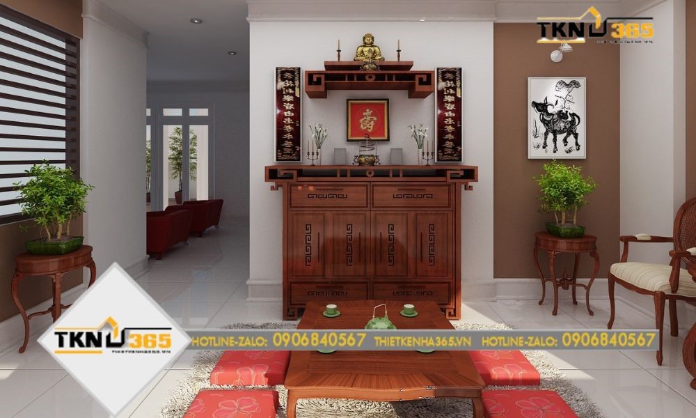 vị trí bàn thờ khi thiết kế nhà theo phong thủy