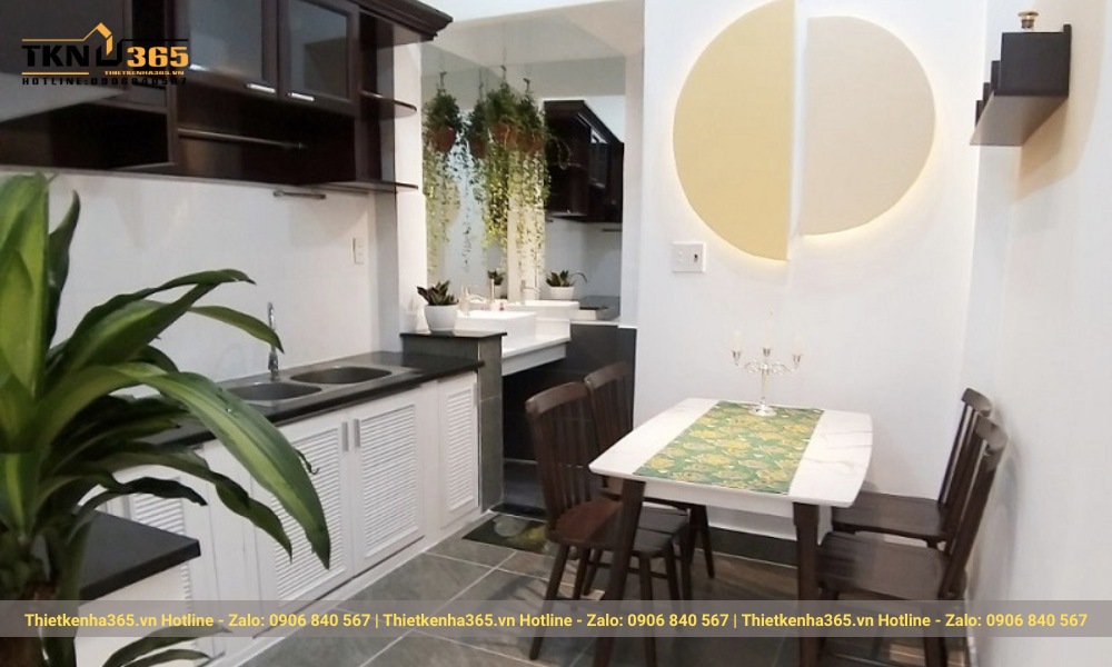 Mẫu phòng bếp nhà hẹp ngang 3m 