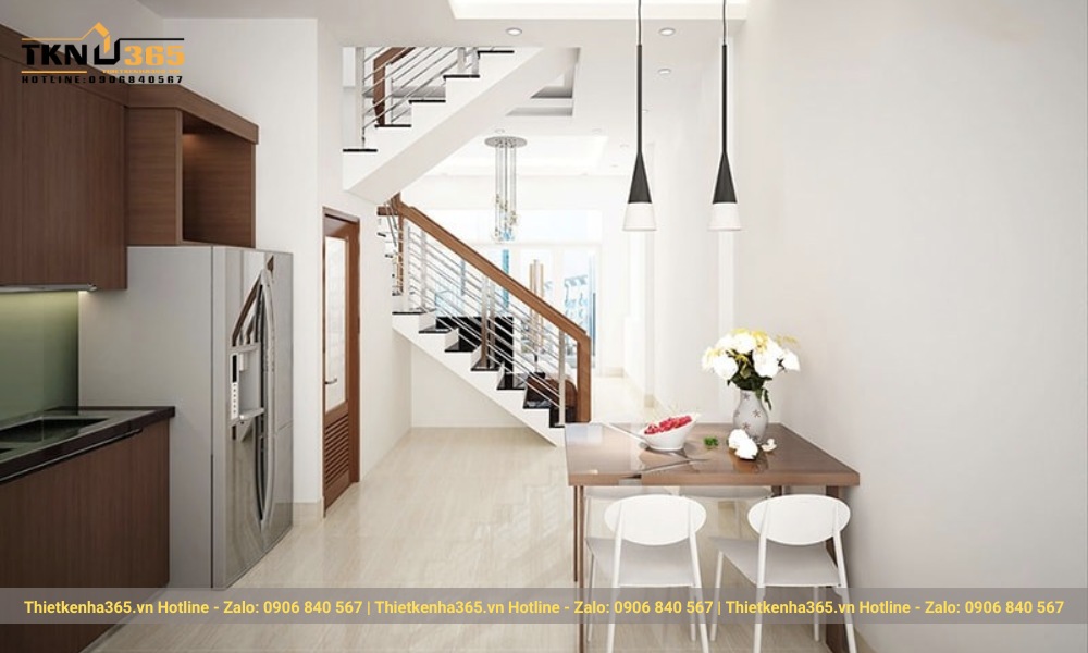 Mẫu phòng bếp nhà hẹp ngang 3m