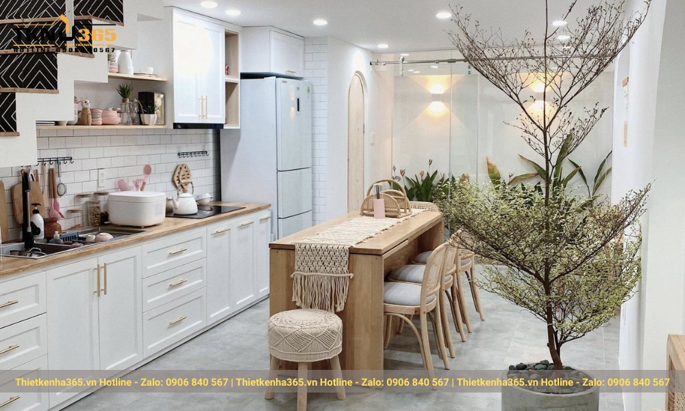 Mẫu phòng bếp nhà hẹp ngang 3m