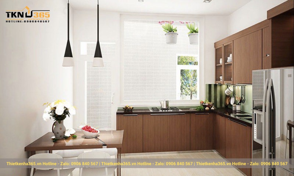 Mẫu phòng bếp nhà hẹp ngang 3m 