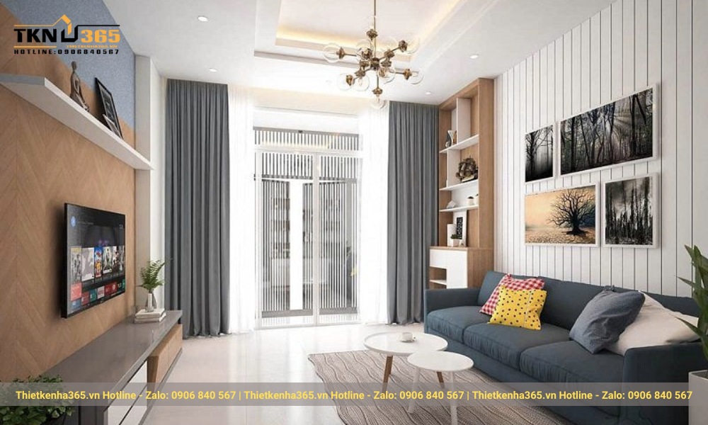 Mẫu phòng khách nhà hẹp ngang 3m