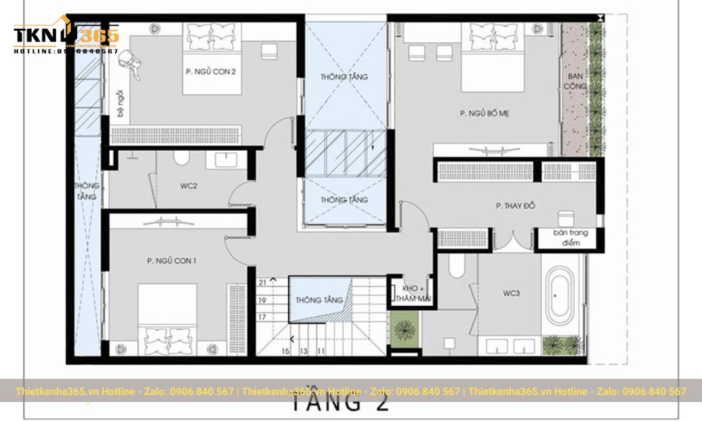 Bản vẽ thiết kế nhà 2 tầng 8x10m mái bằng