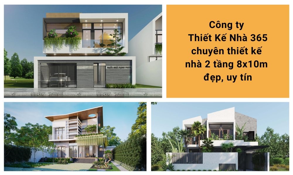 Thiết kế nhà 2 tầng 8x10m đẹp