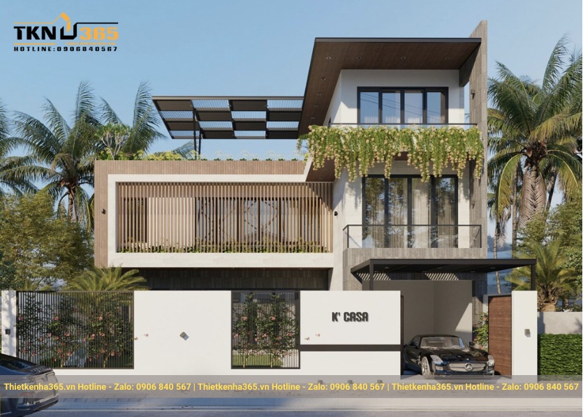 Mẫu nhà 2 tầng 8x10m có sân thượng