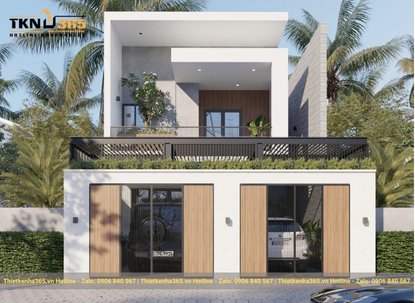 Mẫu nhà 2 tầng 8x10m hiện đại