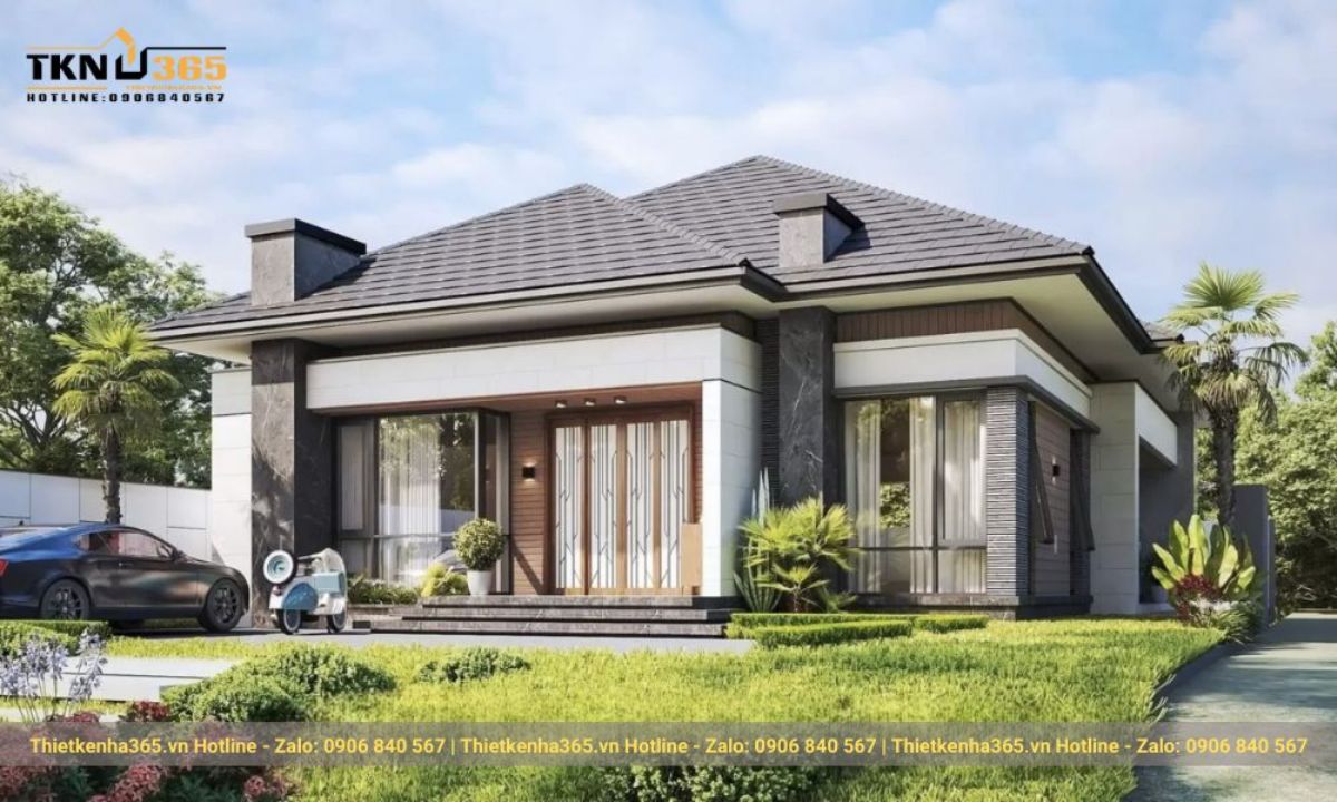 nhà cấp 4 ngang 8m có sân vườn