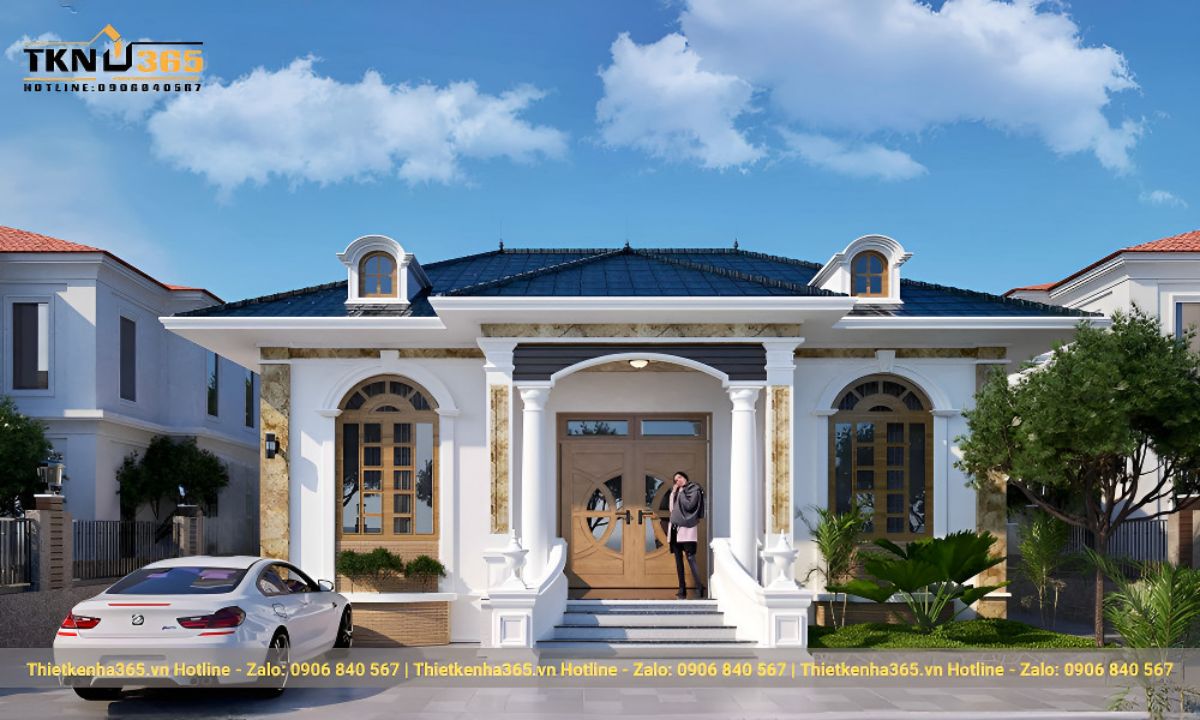 nhà cấp 4 mái thái cổ điển