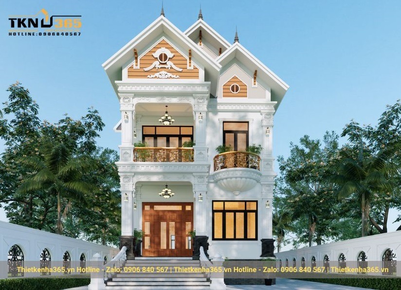 Mẫu nhà vuông 10x10m tân cổ điển