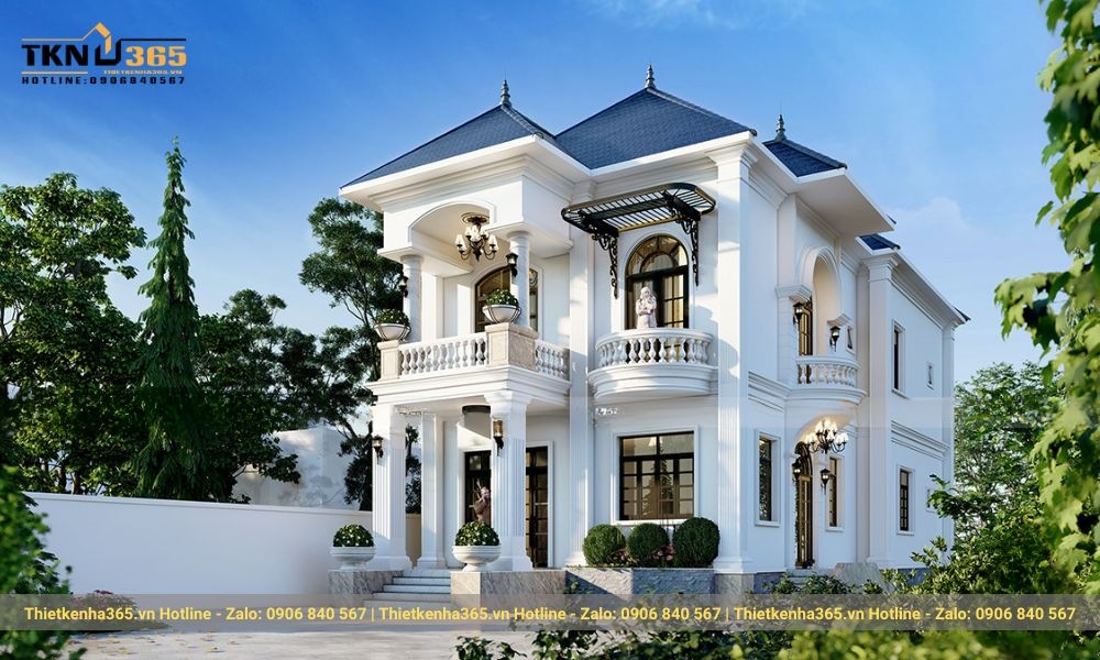 Mẫu nhà vuông 10x10m tân cổ điển
