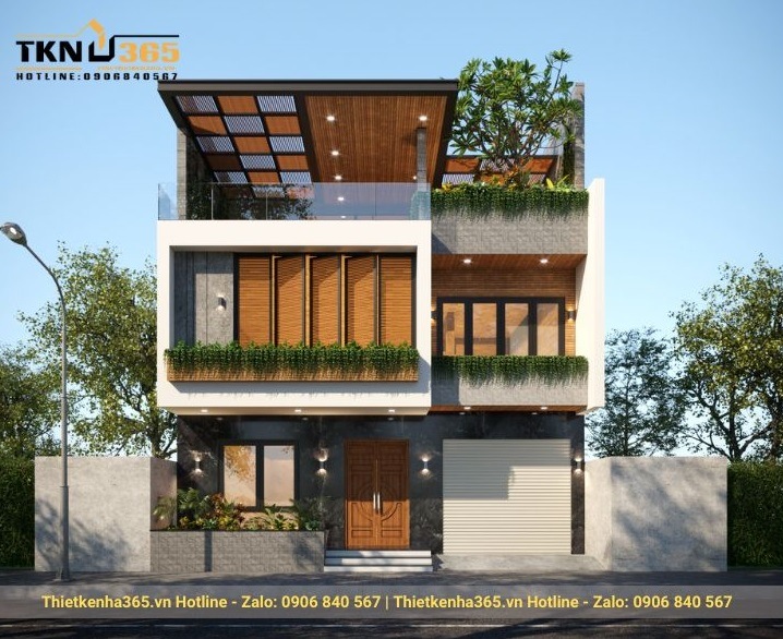 Thiết kế nhà vuông 10x10m 3 tầng 