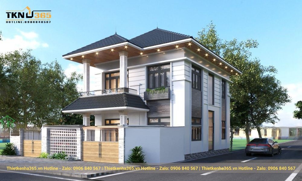 Mẫu thiết kế nhà vuông 10x10m có gara 