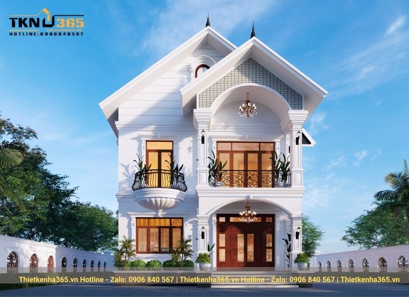 Mẫu nhà vuông 10x10m tân cổ điển