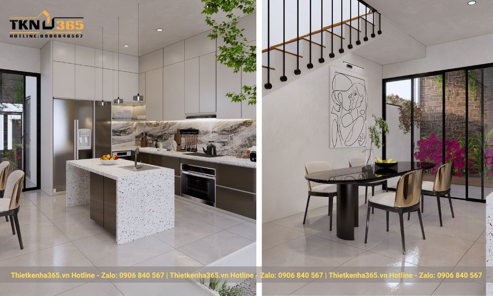 Nội thất phòng bếp nhà 10x10m